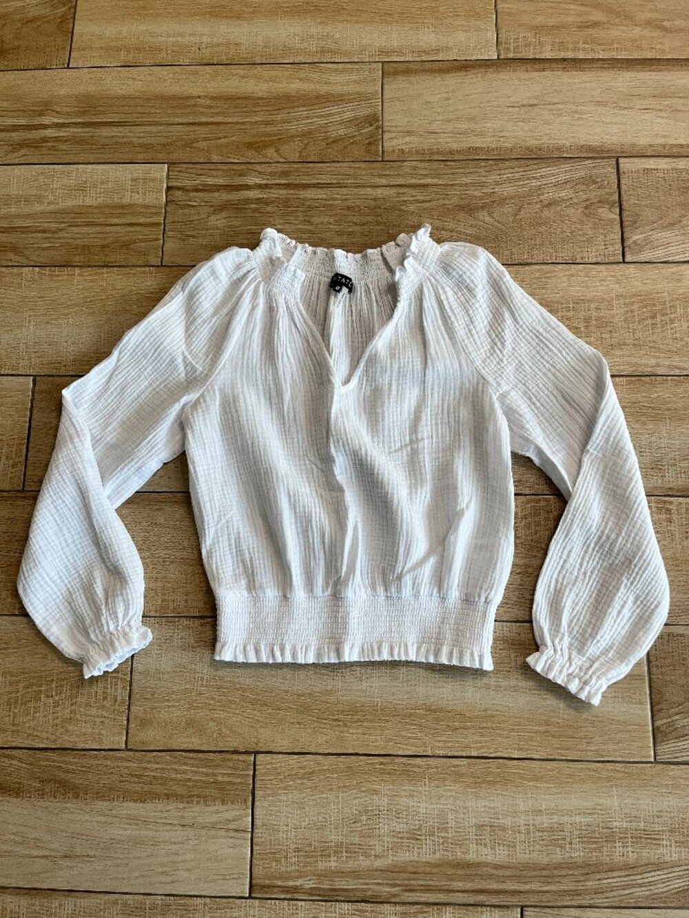 Womens 1. State White Long Sleeve Blouse - XS